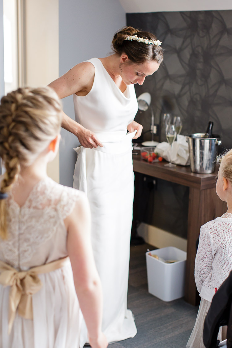 Dress Bride Bridal Home Made Cowl Neck Sash Creative DIY Industrial Warehouse Wedding http://www.michellehill.ca/