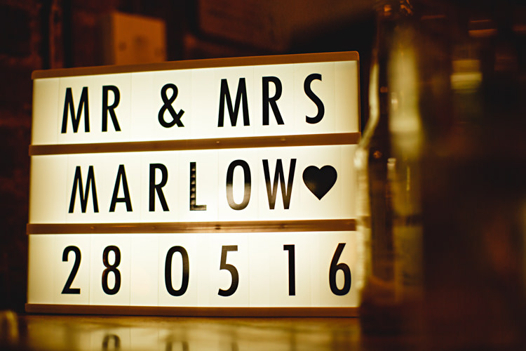 Cinema Light Sign Casual Festival Feel Barn Wedding http://hbaphotography.com/