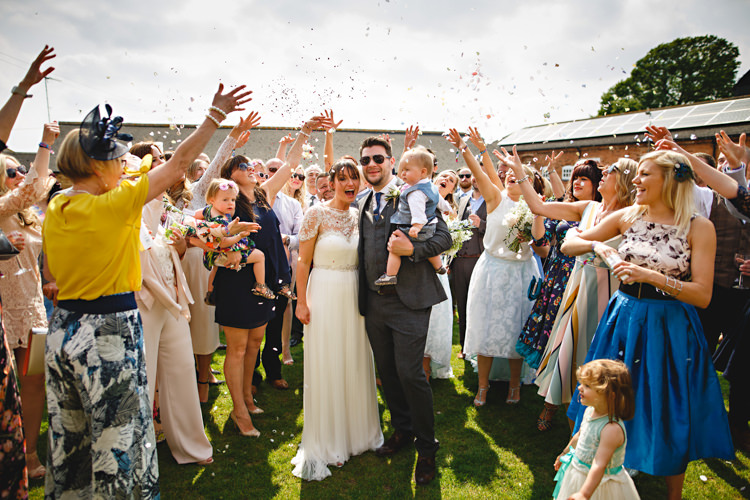 Confetti Throw Bride Groom Casual Festival Feel Barn Wedding http://hbaphotography.com/