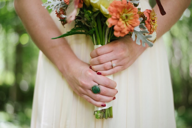 Bride Bouquet Green Ring Engagement Ring Red Nails Bridal Style Rustic Woodsy Wedding North Carolina http://abbyleighanne.com/