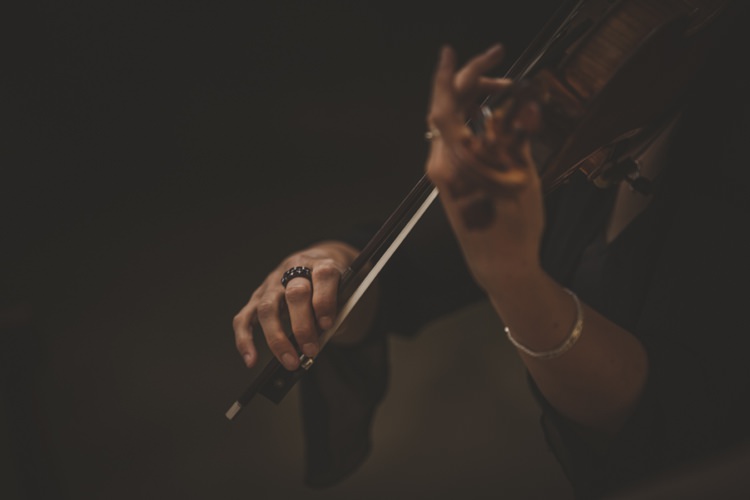 Ceremony String Music Violin Player Atmospheric Abbey Tuscany Wedding http://www.angelicabraccini.com/
