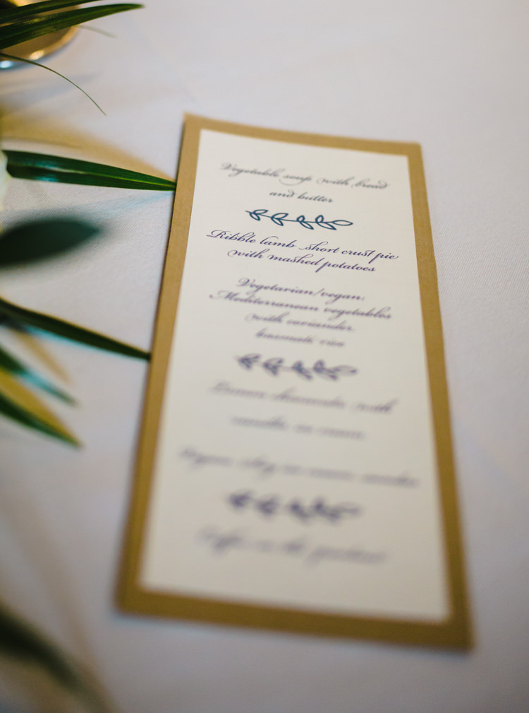 Stationery Menu Soft Navy Pink Classic Wedding http://www.racheljoycephotography.co.uk/
