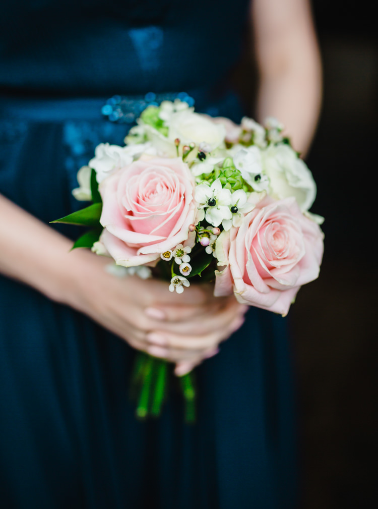 Bridesmaid Bouquet Rose Flowers Soft Navy Pink Classic Wedding http://www.racheljoycephotography.co.uk/