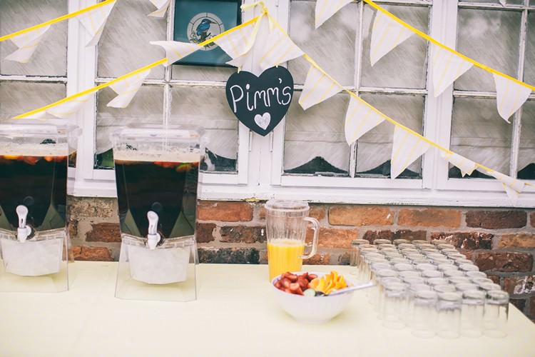 Pimms Drinks Station Bar Bohemian Home Made Farm Wedding http://www.jessyarwood.co.uk/