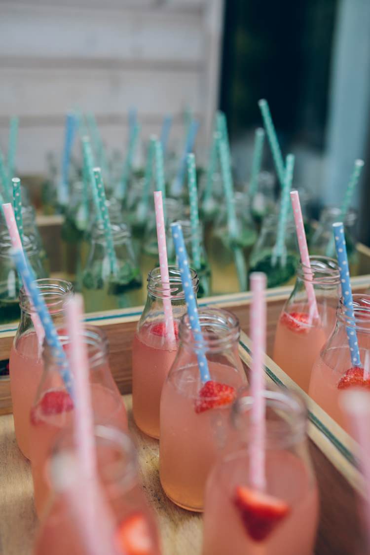 Milkbottle Drinks Straws Pink Whimsical Floral Lodge Wedding http://www.hdmphotography.co.uk/
