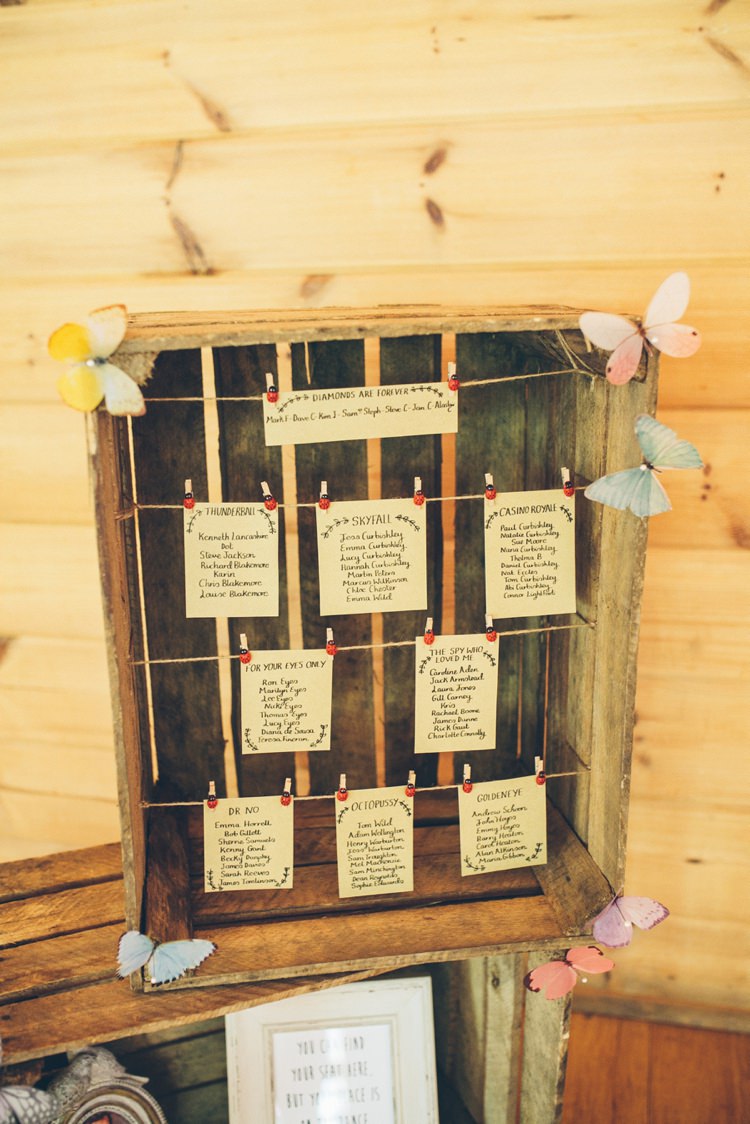 Crate Twine Peg Seating Plan Tabel Chart Rustic Whimsical Floral Lodge Wedding http://www.hdmphotography.co.uk/