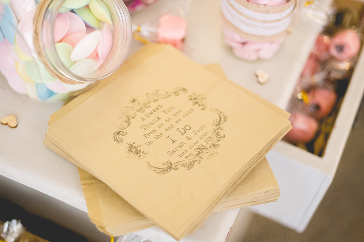 Sweets Sweetie Bags Personalised Hand Made Rustic White Wedding http://www.sarahhortonphotography.co.uk/