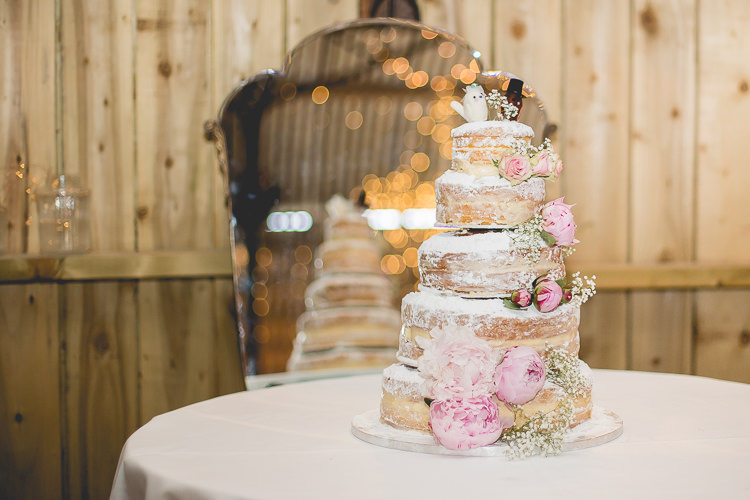 Gyp Gypsophila Baby Breath Peony Naked Cake Hand Made Rustic White Wedding http://www.sarahhortonphotography.co.uk/