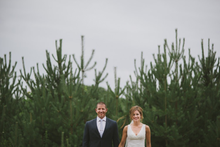 Bride Lace V Neck Bridal Gown Veil Red Lipstick Earrings Groom Navy Suit Light Blue Tie Trees Romantic Fresh Outdoor Wedding Ontario http://www.rebeccabose.com/