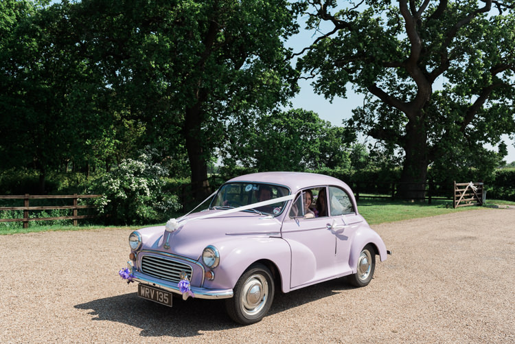 Pink Morris Million Car Transport Outdoor DIY Farm Wedding http://www.markewelsphotography.com/