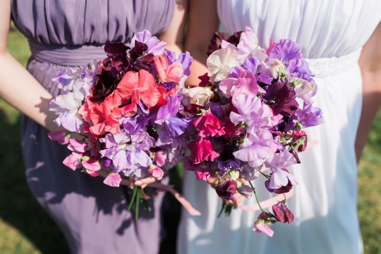 Sweet Pea Bouquets Flowers Bride Bridal Bridesmaid Outdoor DIY Farm Wedding http://www.markewelsphotography.com/
