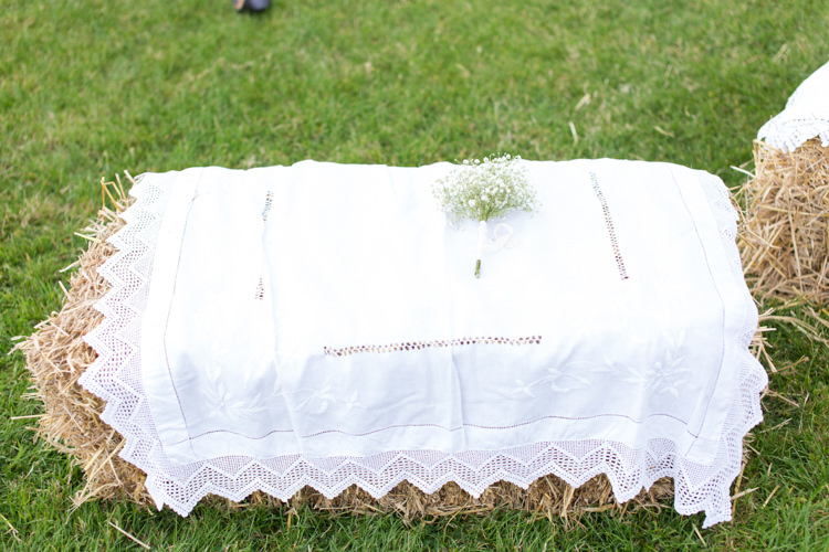 Hay Bale Seating Soft Pink Rustic Boho Wedding http://www.natashacadman.com/