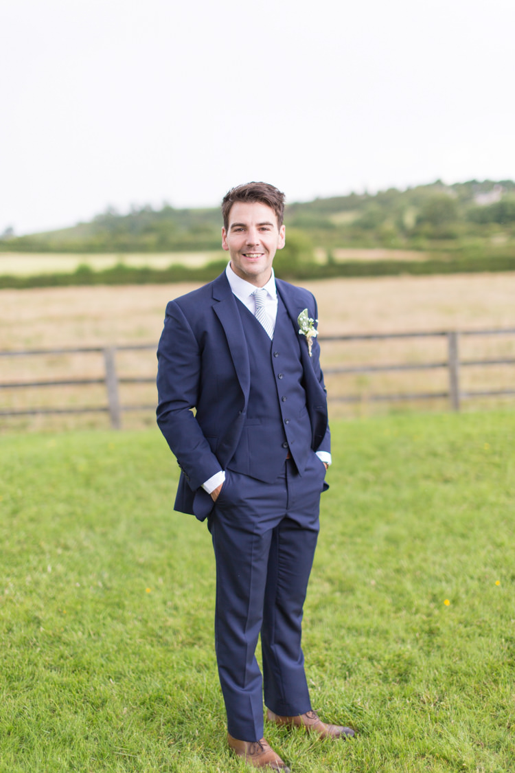 T M Lewin Blue Suit Groom Style Tan Shoes Soft Pink Rustic Boho Wedding http://www.natashacadman.com/