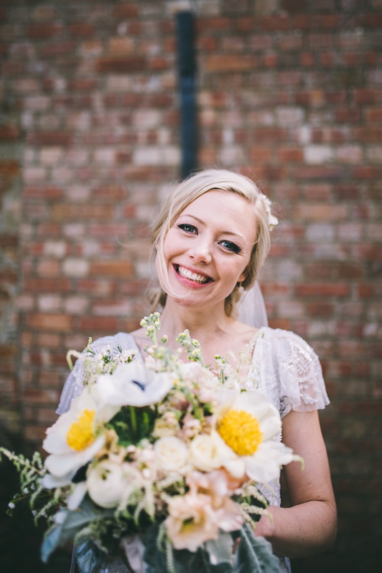 Peach Blush Ivory Raw Silk Ribbon Bouquet Peony Peonies Roses Stocks Flowers Bride Bridal Home Made Country Festival Wedding http://www.jamespowellphotography.co.uk/