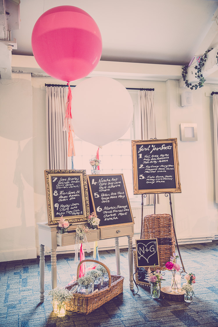 Decor Signs Chalk Black Board Balloons Baskets Relaxed English Country Garden Party Wedding http://hayleybaxterphotography.com/