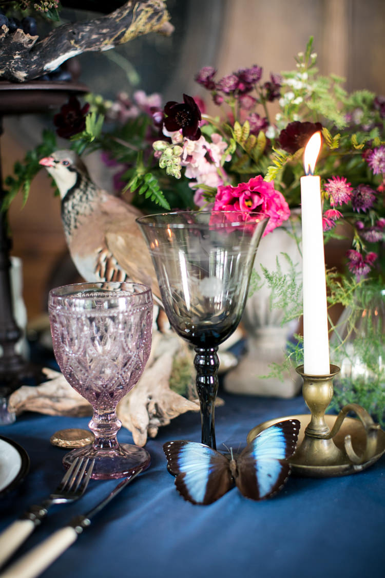Flowers Table Decor Antique Berries Brown Green Candles Taxidermy Wild Opulence Autumn Wedding Ideas http://www.storyweddingphotography.co.uk/