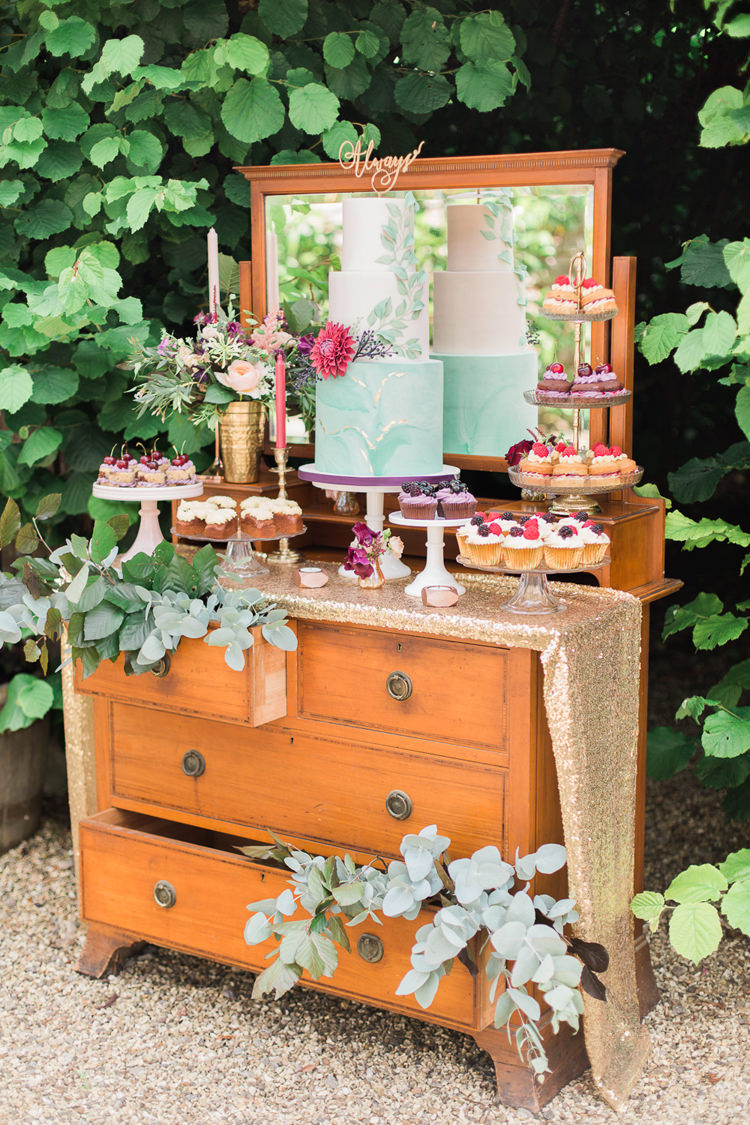 Furniture Chest Drawers Dessert Cake Table Fine Art Bohemian Luxe Wedding Ideas http://jessicadaviesphotography.co.uk/