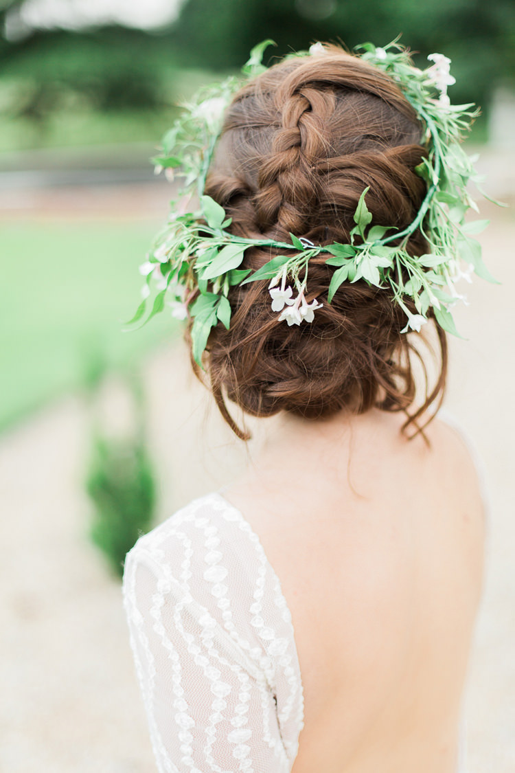 Hair Bride Bridal Plait Braid Style Flower Vine Crown Fine Art Bohemian Luxe Wedding Ideas http://jessicadaviesphotography.co.uk/