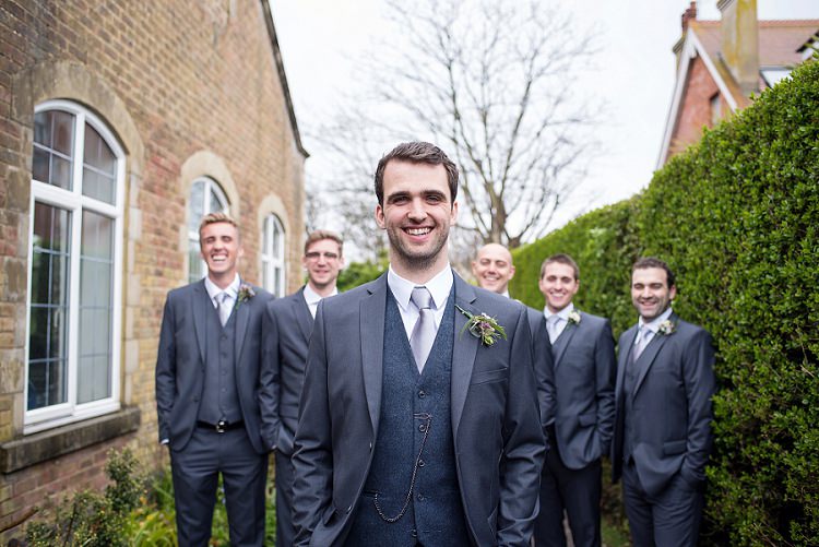 Grey Topman Suit Groom Groomsmen Waistcoat Stylish Floral Barn Wedding http://www.sarareeve.com/