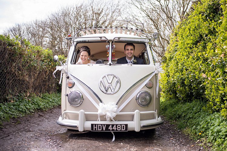 VW Campervan Transport Stylish Floral Barn Wedding http://www.sarareeve.com/