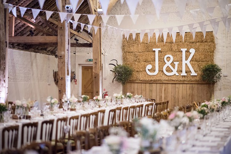 Bunting Letters Bales Stylish Floral Barn Wedding http://www.sarareeve.com/