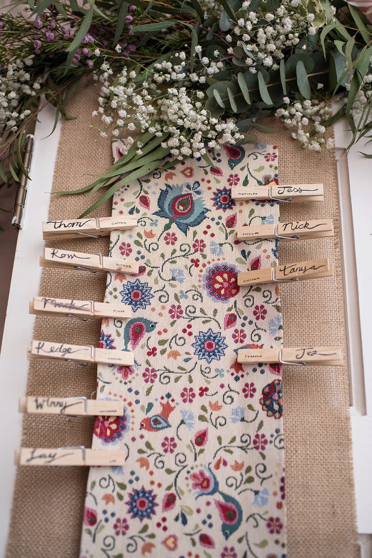 Peg Fabric Seating Plan Table Chart Stylish Floral Barn Wedding http://www.sarareeve.com/