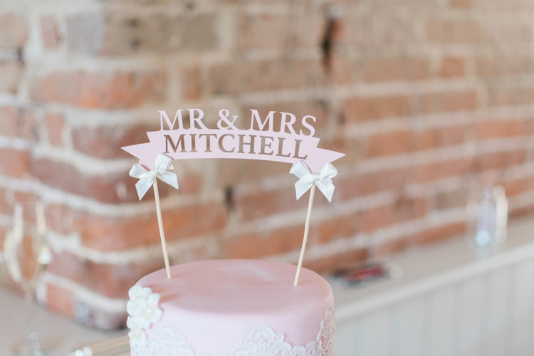 Personalised Name Cake Topper Fresh Pink Barn Wedding http://www.charlotteleysphotography.co.uk/