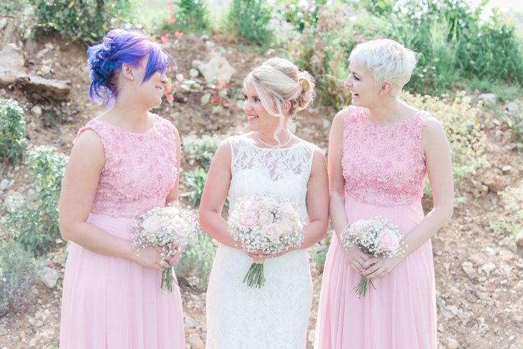 Bridesmaids Bride Fresh Pink Barn Wedding http://www.charlotteleysphotography.co.uk/