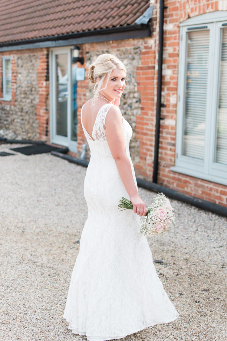 Dress Gown Bride Bridal Lace Straps Fresh Pink Barn Wedding http://www.charlotteleysphotography.co.uk/