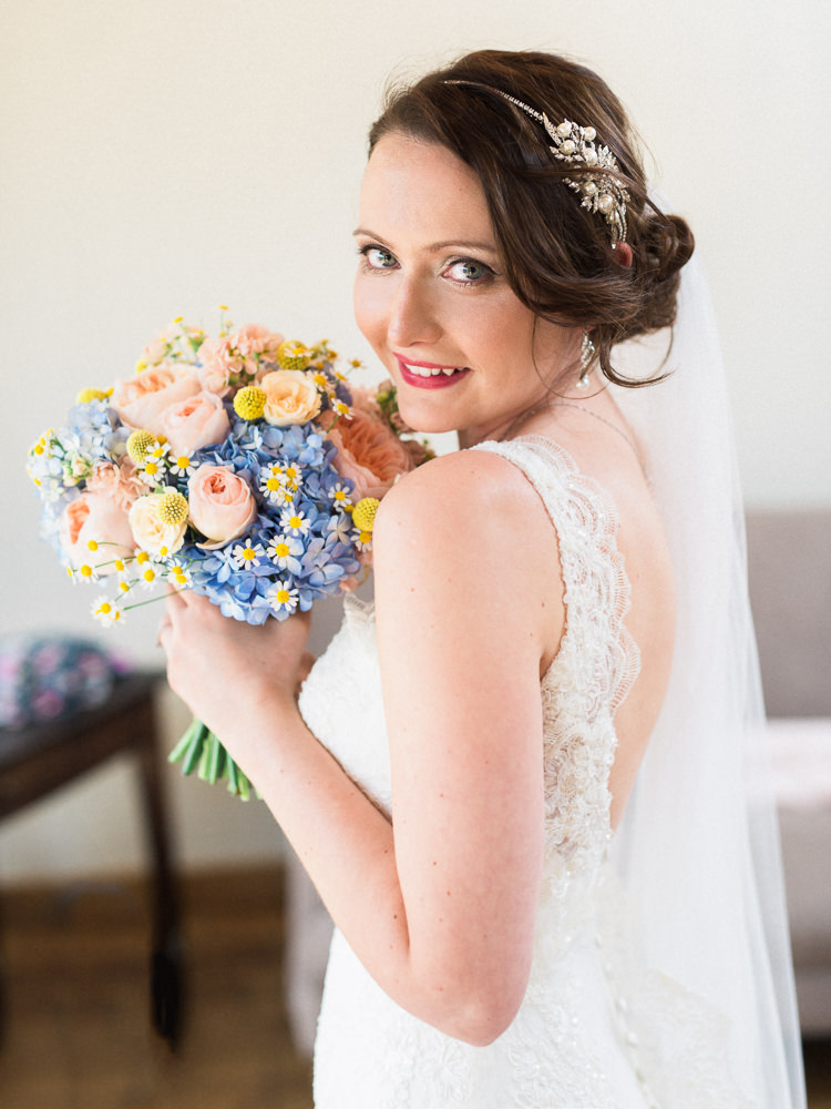 Strap Lace Gown Bride Bridal Lusan Mandongus Pretty Home Made Pastel Floral Wedding http://www.stephanieswannweddings.co.uk/