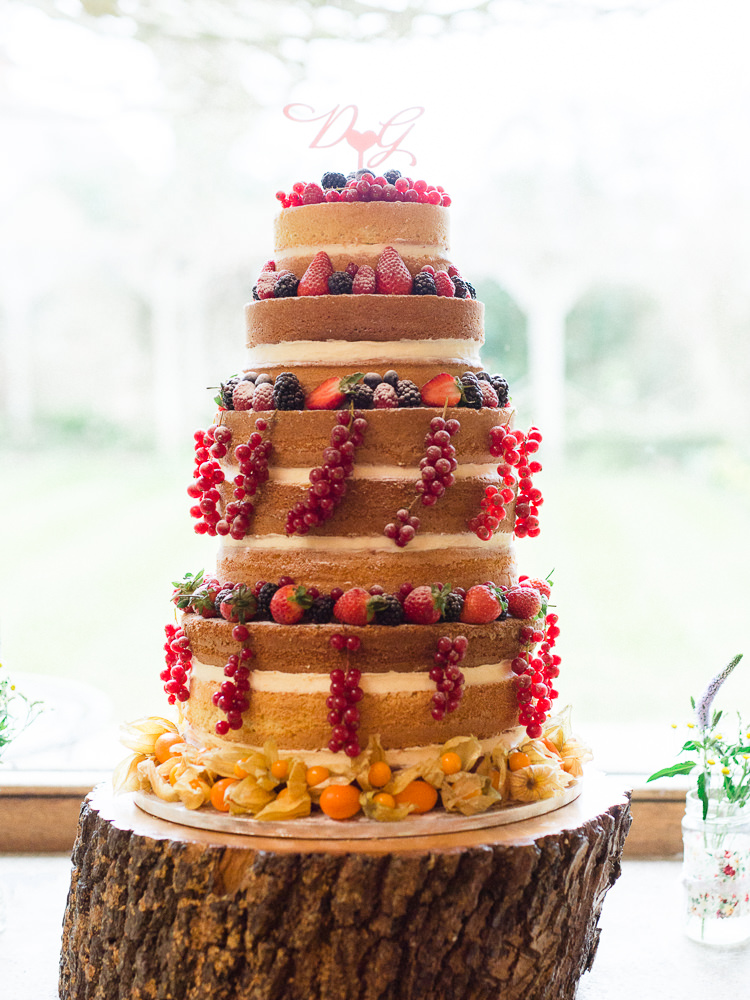 Naked Cake Sponge Layer Fruit Icing Berries Log Pretty Home Made Pastel Floral Wedding http://www.stephanieswannweddings.co.uk/