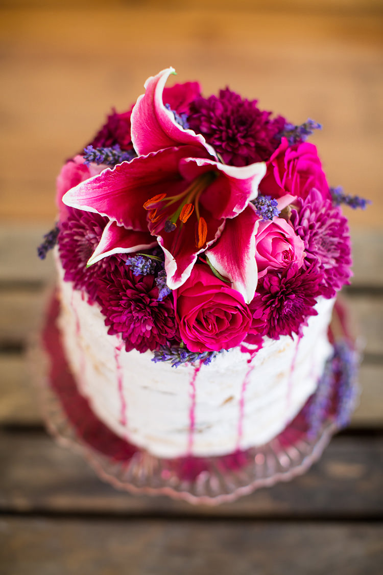 Pink Cake Flowers Icing Topper Alternative Colourful Boho Wedding Ideas http://www.binkynixon.com/