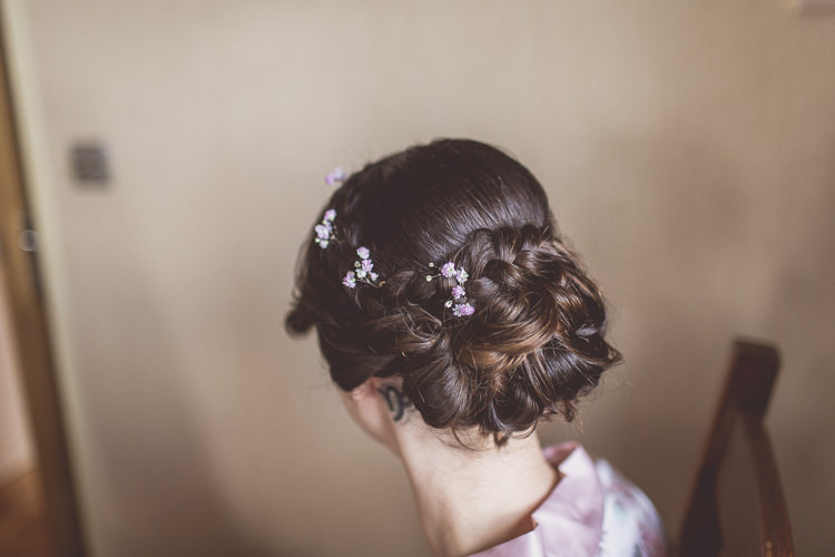 Hair Style Up Do Bride Bridal Plaits Braids Flowers Relaxed Seaside St Ives Wedding http://www.wearetheclarkes.com/