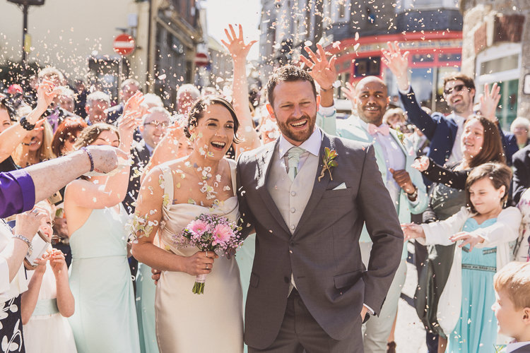 Confetti Throw Bride Groom Relaxed Seaside St Ives Wedding http://www.wearetheclarkes.com/