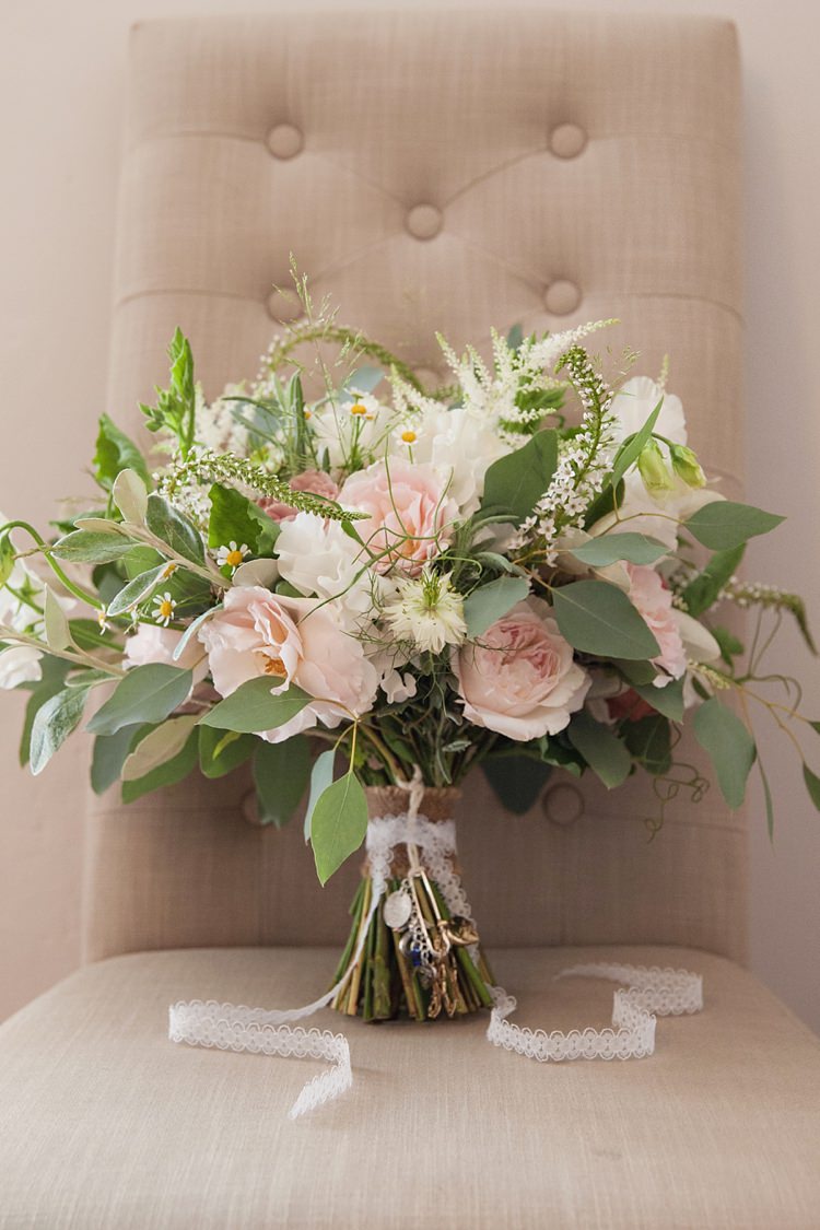 Large Bouquet Bride Bridal Flowers Roses Foliage Pink Rustic Tipi Woodland Wedding http://kerryannduffy.com/