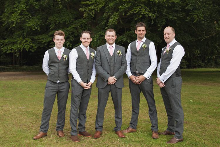 Grey Waistcoat Groomsmen Pink Rustic Tipi Woodland Wedding http://kerryannduffy.com/
