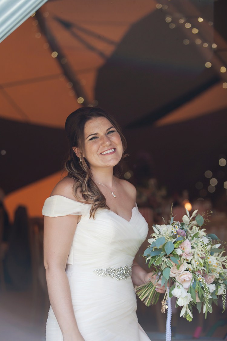 Off Shoulder Dress Bride Bridal Pink Rustic Tipi Woodland Wedding http://kerryannduffy.com/