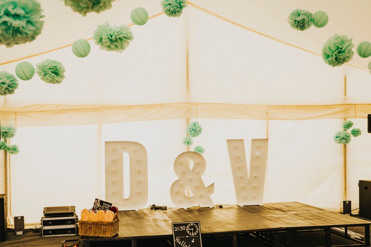 Letter Lights Initials Creative Festival Wedding http://benjaminstuart.co.uk/