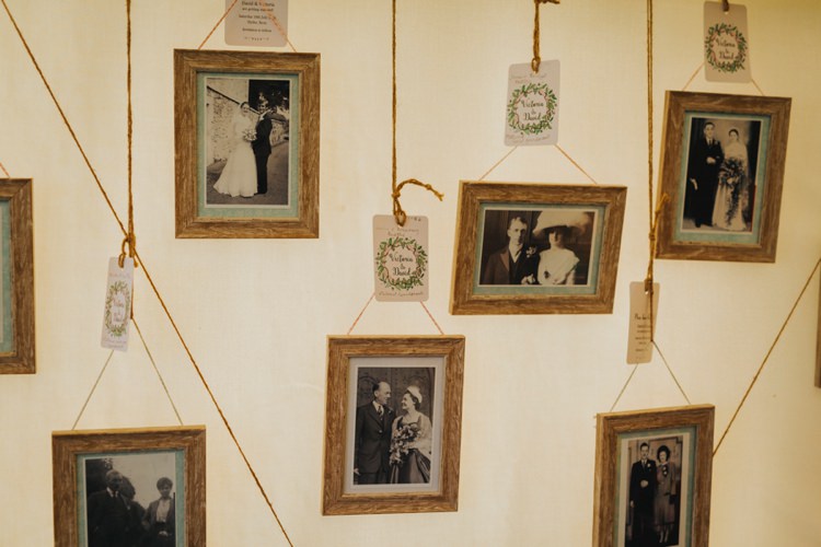 Hanging Family Photographs Creative Festival Wedding http://benjaminstuart.co.uk/