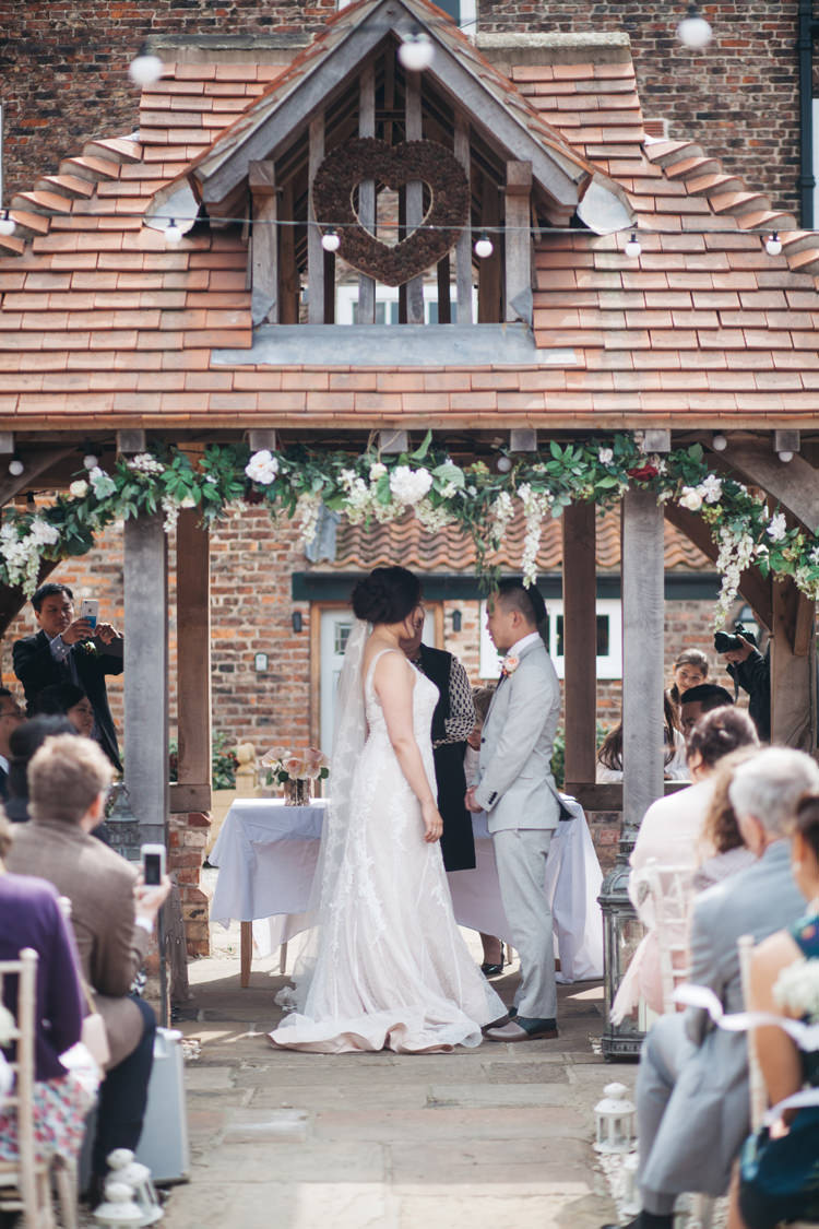 Gazebo Flowers Ceremony Classic Outdoor Country House Wedding http://www.leahhensonweddings.com/
