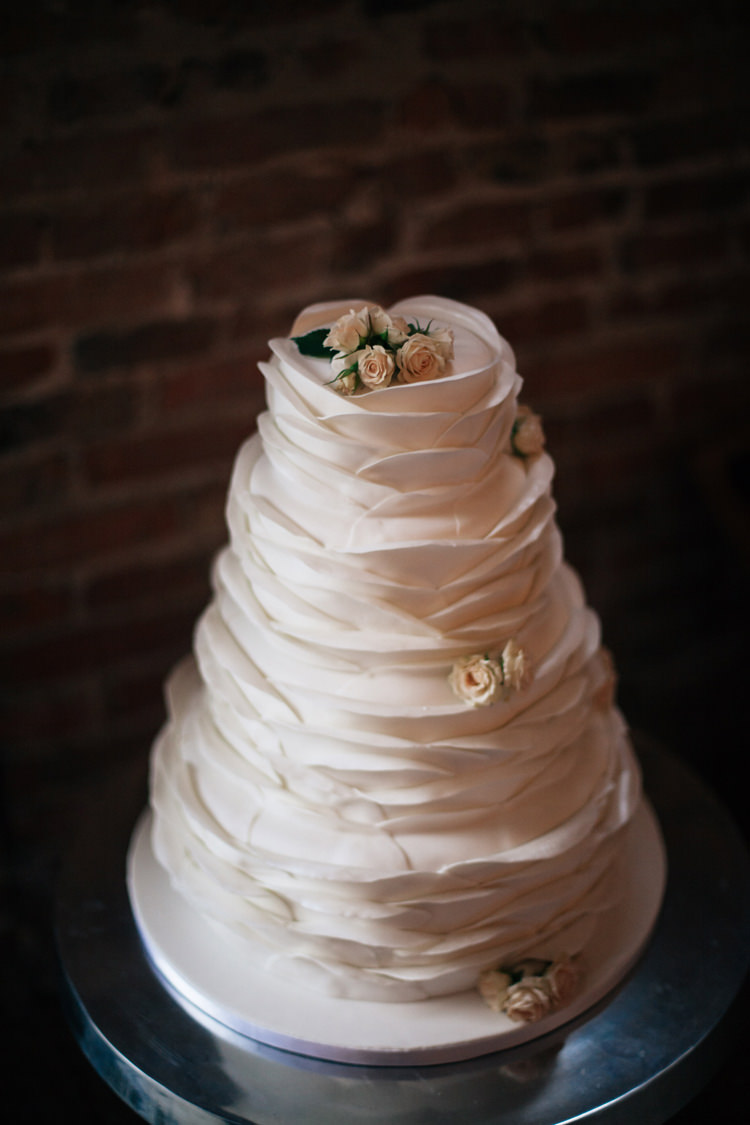 Cream Ruffle Cake Tiers Classic Outdoor Country House Wedding http://www.leahhensonweddings.com/