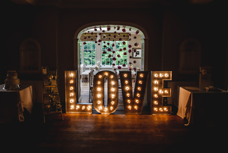 LOVE Letter Lights Peonies & Bikes Fun Country House Wedding http://hbaphotography.com/