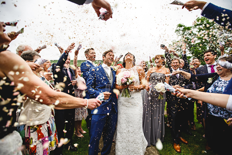 Confetti Throw Peonies & Bikes Fun Country House Wedding http://hbaphotography.com/