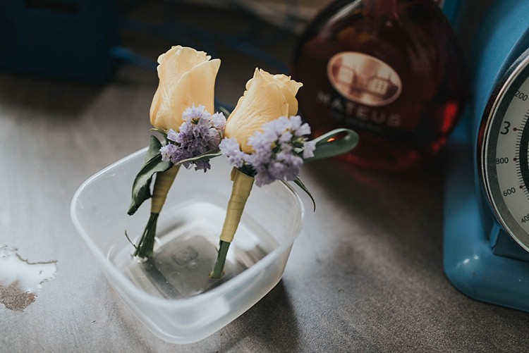 Rose Buttonhole City Farm Yellow Blue Wedding http://www.baiandelle.com/