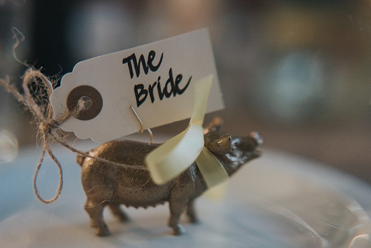 Luggage Tag Place Name Toy Animal Pig City Farm Yellow Blue Wedding http://www.baiandelle.com/