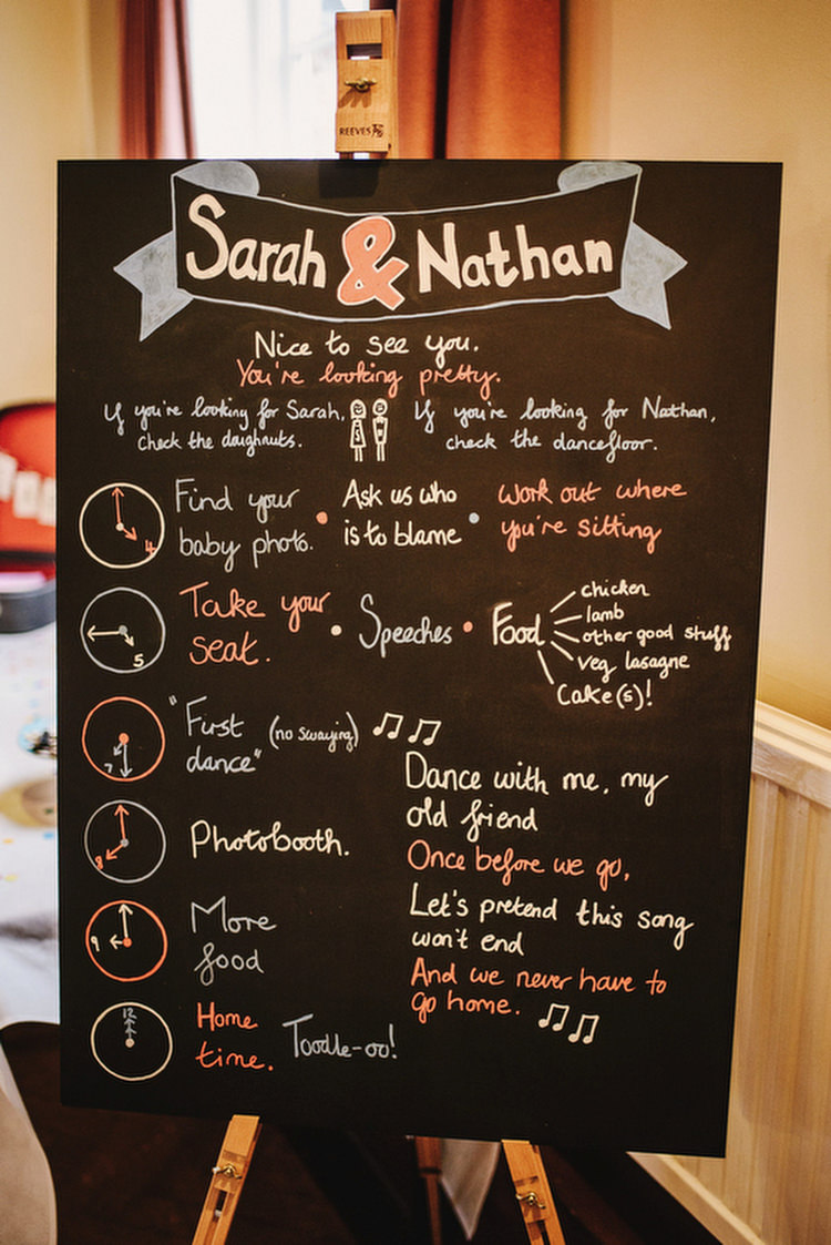 Sign Black Chalk Board Creative Crafty Village Hall Wedding http://andygaines.com/