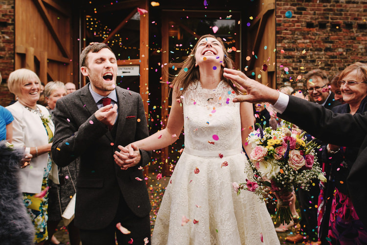 Confetti Throw Creative Crafty Village Hall Wedding http://andygaines.com/