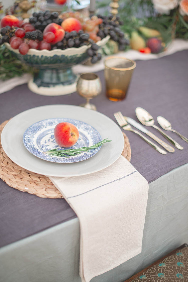 Fruit Place Setting Apple Peach Beautiful Classic Luxe Wedding Ideas https://divinedayphotography.com/