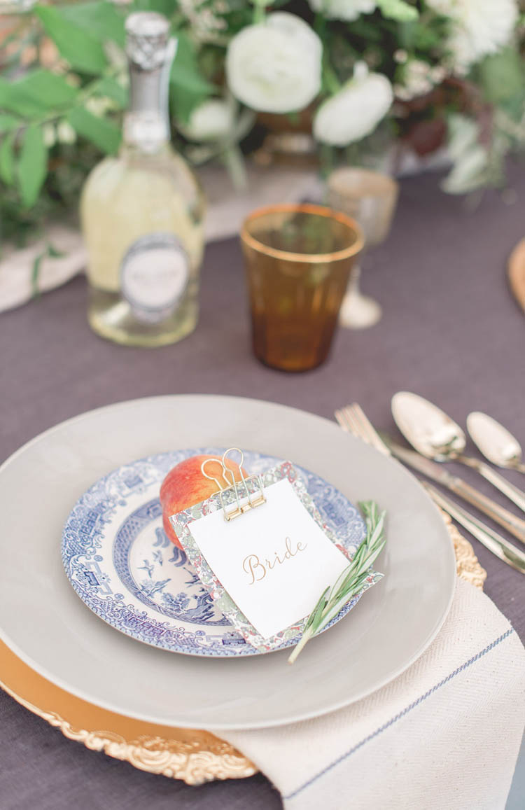 Gold Lettering Place Name Card Setting Beautiful Classic Luxe Wedding Ideas https://divinedayphotography.com/