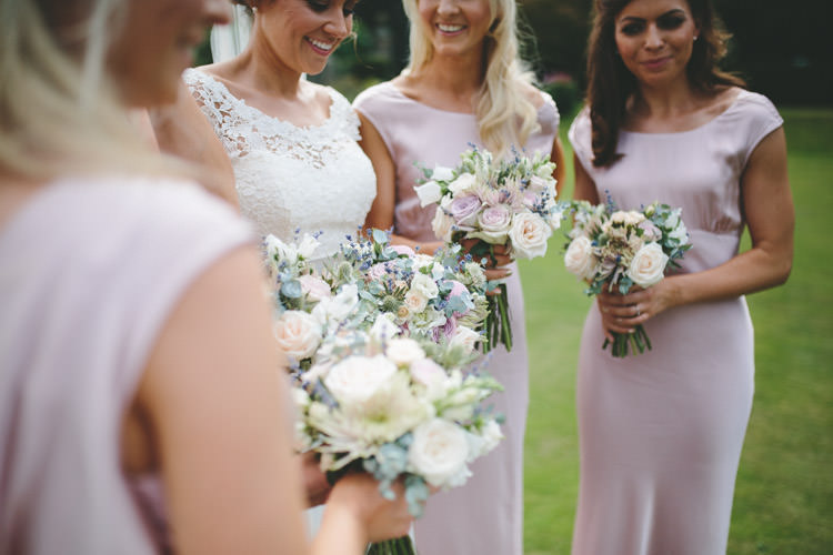 Bouquets Bride Bridesmaid Flowers Pale Cream Classic Pink English Country Garden Wedding http://www.elliegracephotography.co.uk/